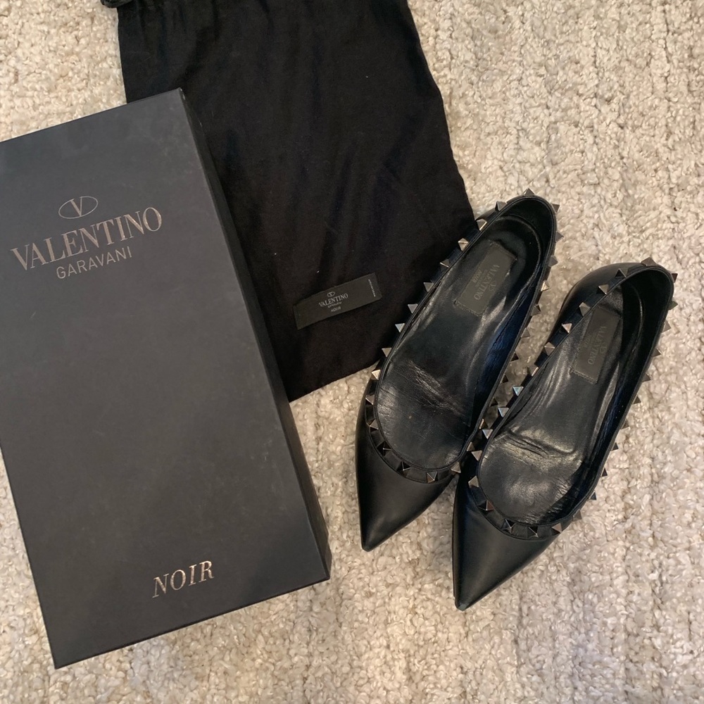 Valentino Garavani Black Flats with Studs